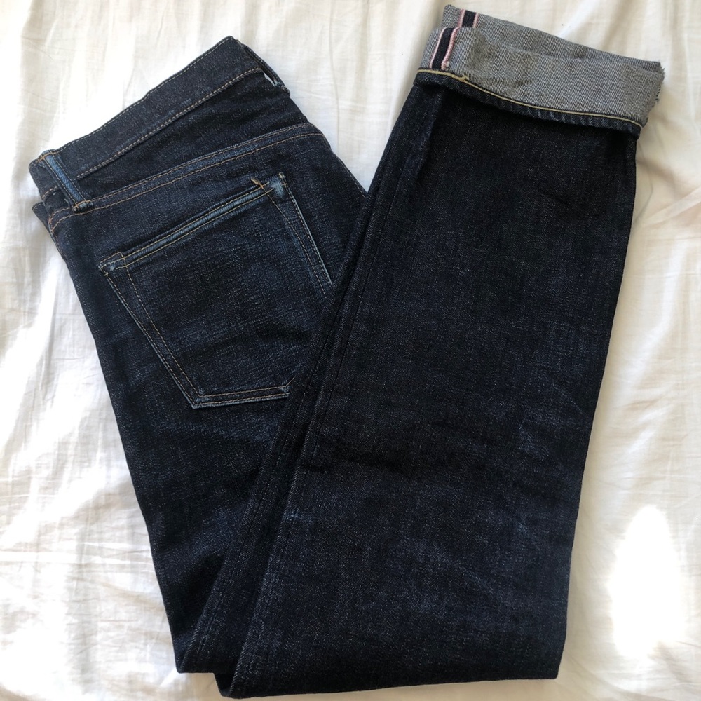 Momotaro x Blue in Green raw denim collab model